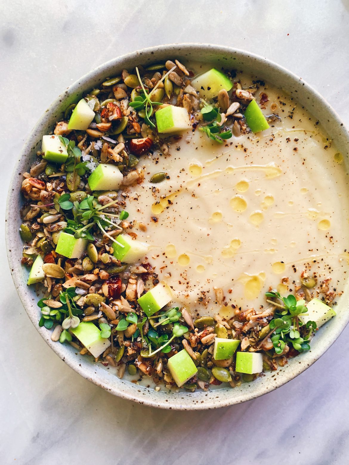 Celeriac Soup with Savory Grain-Free Granola - Wu Haus